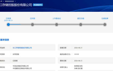 长江存储科创板IPO获受理，拟融资330亿元冲刺武汉史上最大IPO