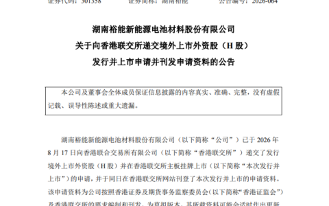 湖南裕能赴港递表，磷酸铁锂龙头面临客户减持与现金流双重考验